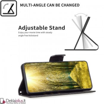 Dirbtinės odos atverčiamas dėklas su 4 skyreliais - juodas (Xiaomi Redmi Note 17 Pro 4G/5G)